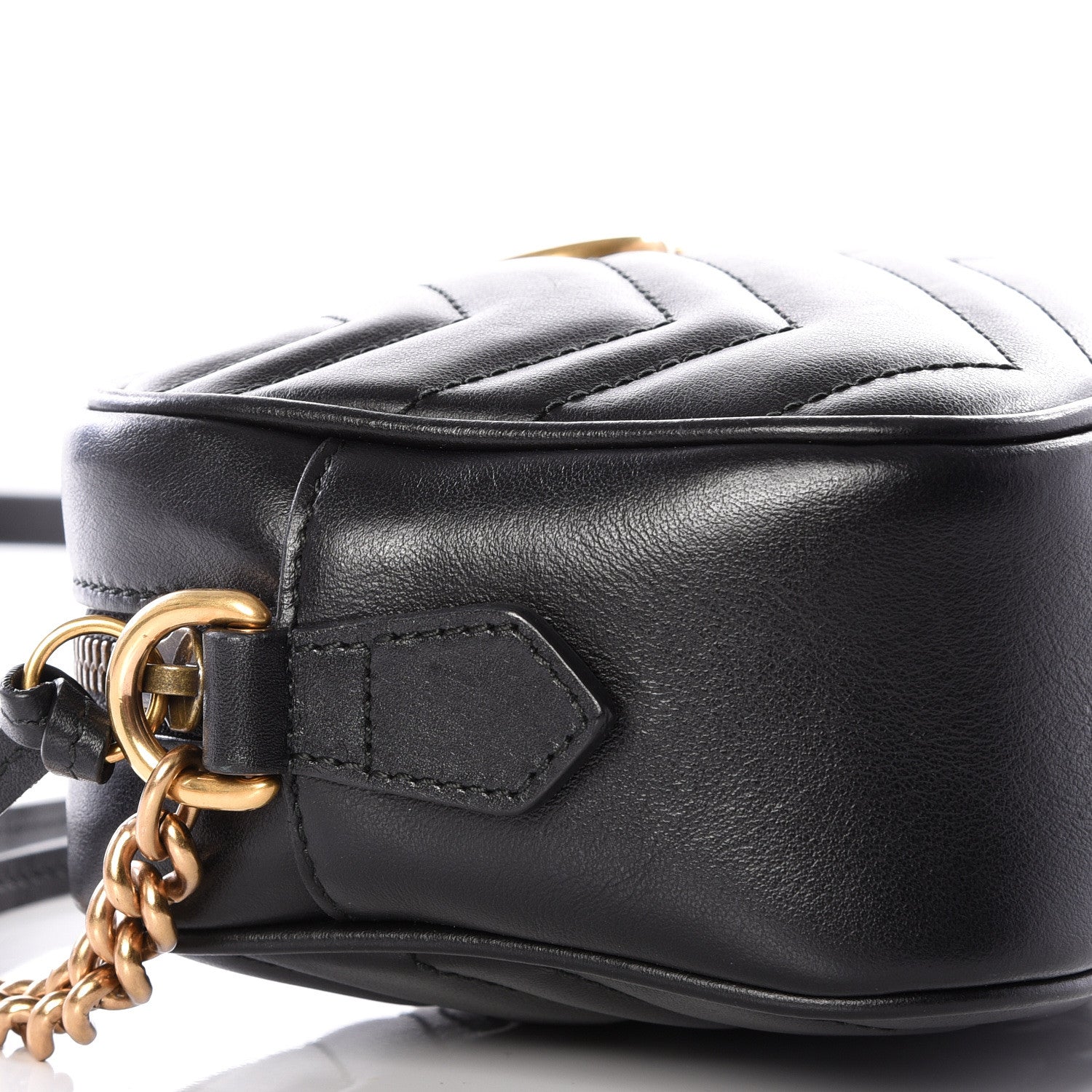 Gucci Calfskin Matelasse Mini GG Marmont Chain Shoulder Bag Black 5 of 10