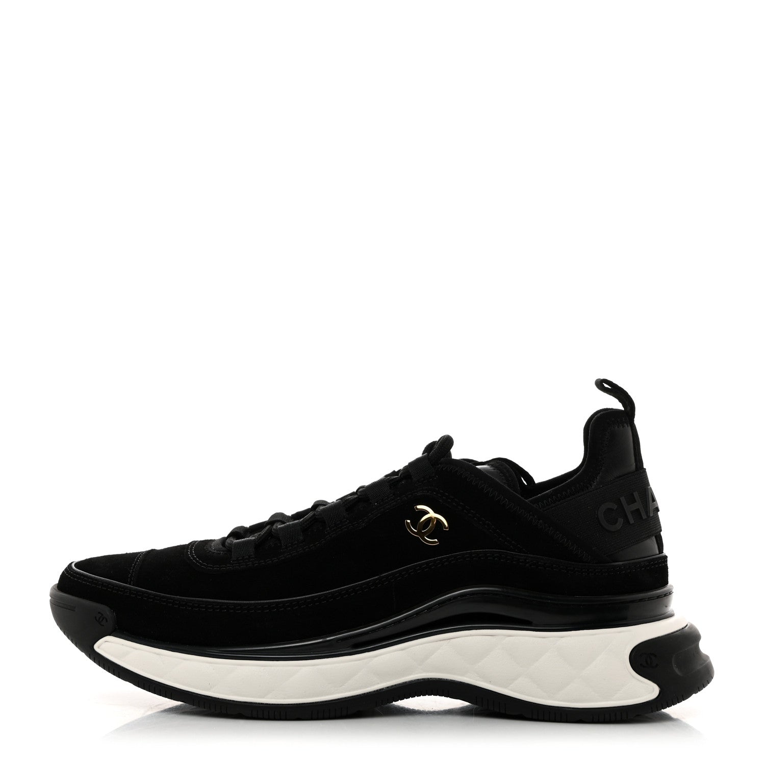 Chanel Suede Calfskin Nylon Grosgrain CC Sneakers 39.5 Black 1 of 9