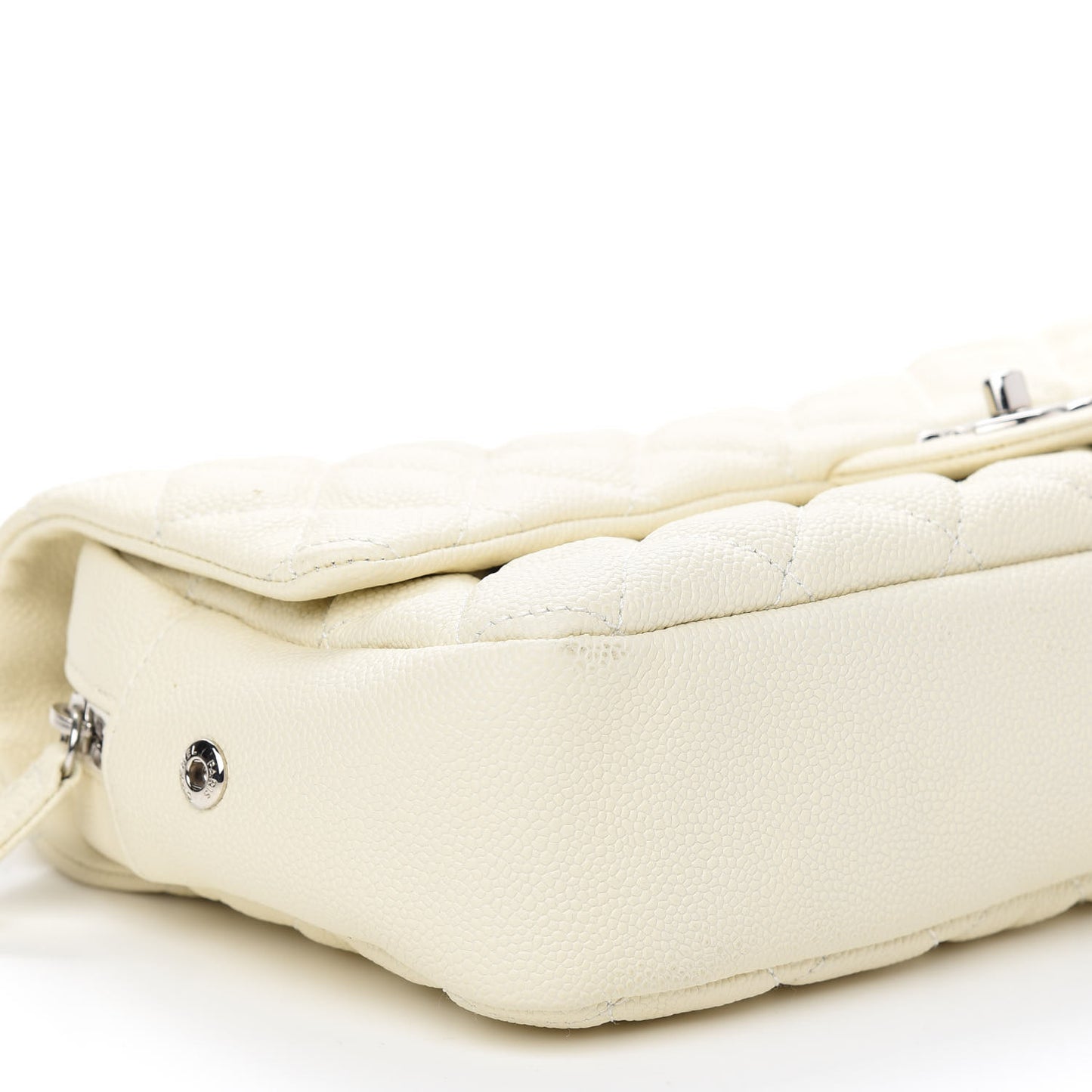 Caviar Quilted Jumbo Easy Flap Dark White