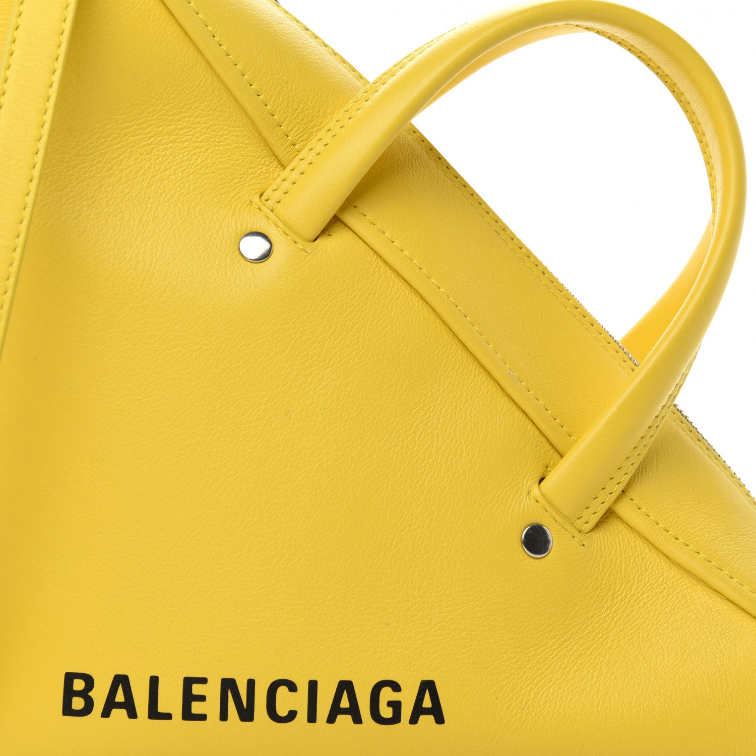 Balenciaga Shiny Day Calfskin Logo S Triangle Duffle Jaune Black 7 of 10