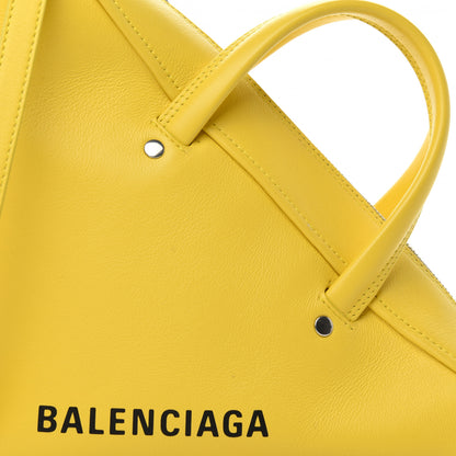 Balenciaga Shiny Day Calfskin Logo S Triangle Duffle Jaune Black 7 of 10