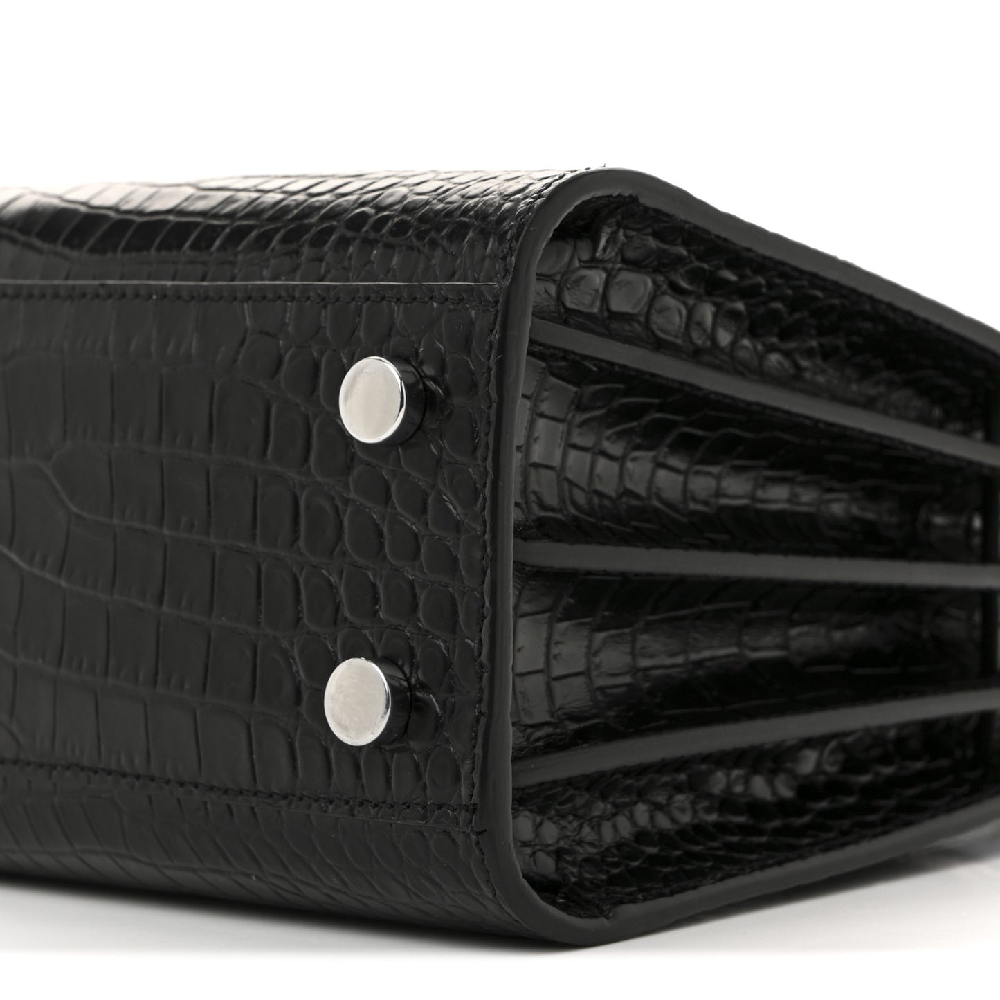 Calfskin Crocodile Embossed Nano Sac De Jour Black