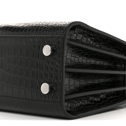 Saint Laurent Calfskin Crocodile Embossed Nano Sac De Jour Black 10 of 12
