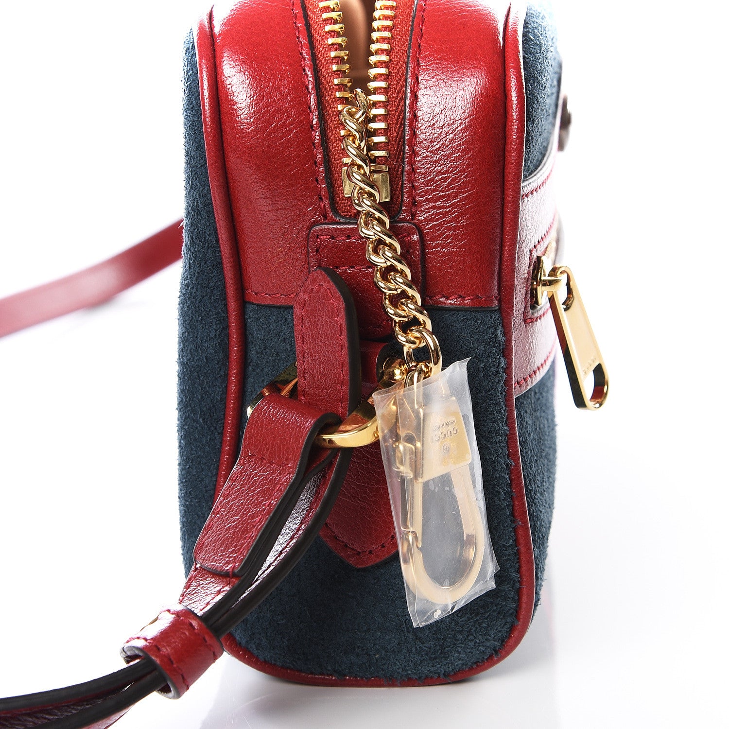 Gucci Suede Calfskin Web Mini Ophidia Shoulder Bag New Blue Romantic Cherry 8 of 12