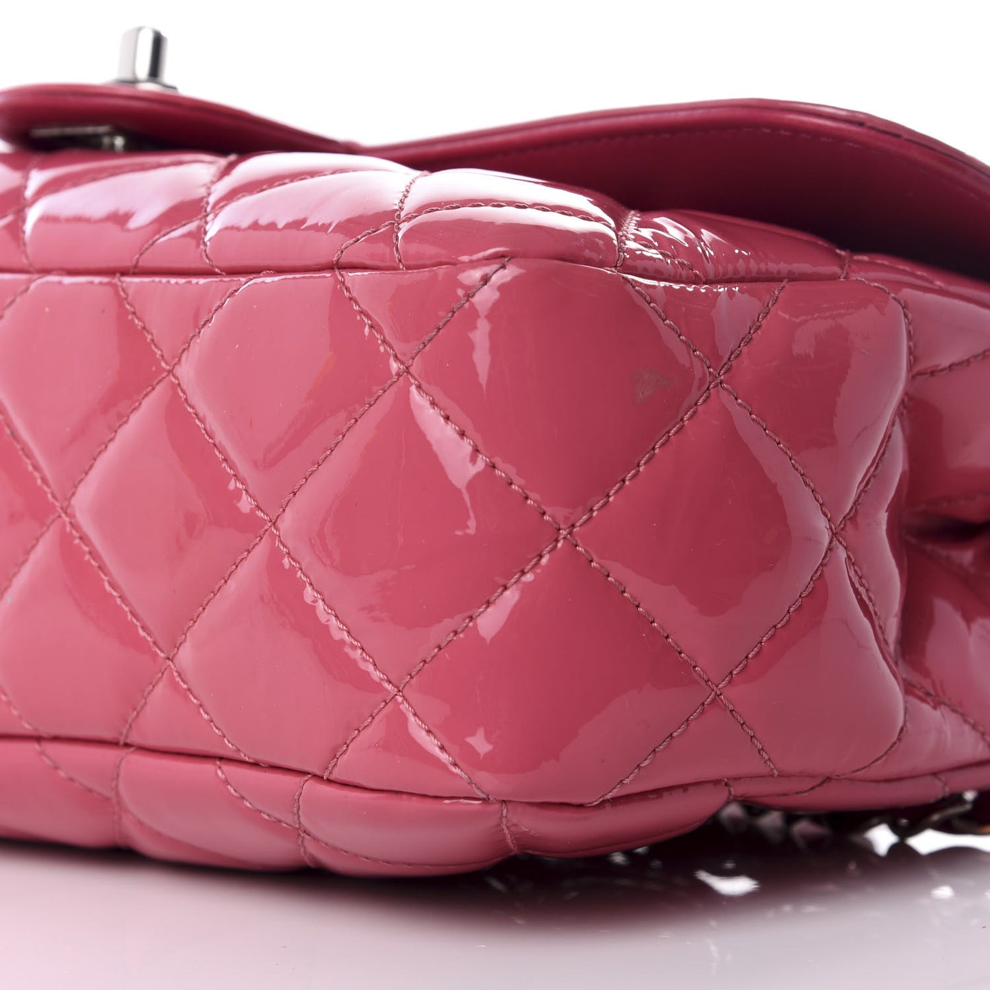 Patent Quilted Large Coco Shine Flap Pink