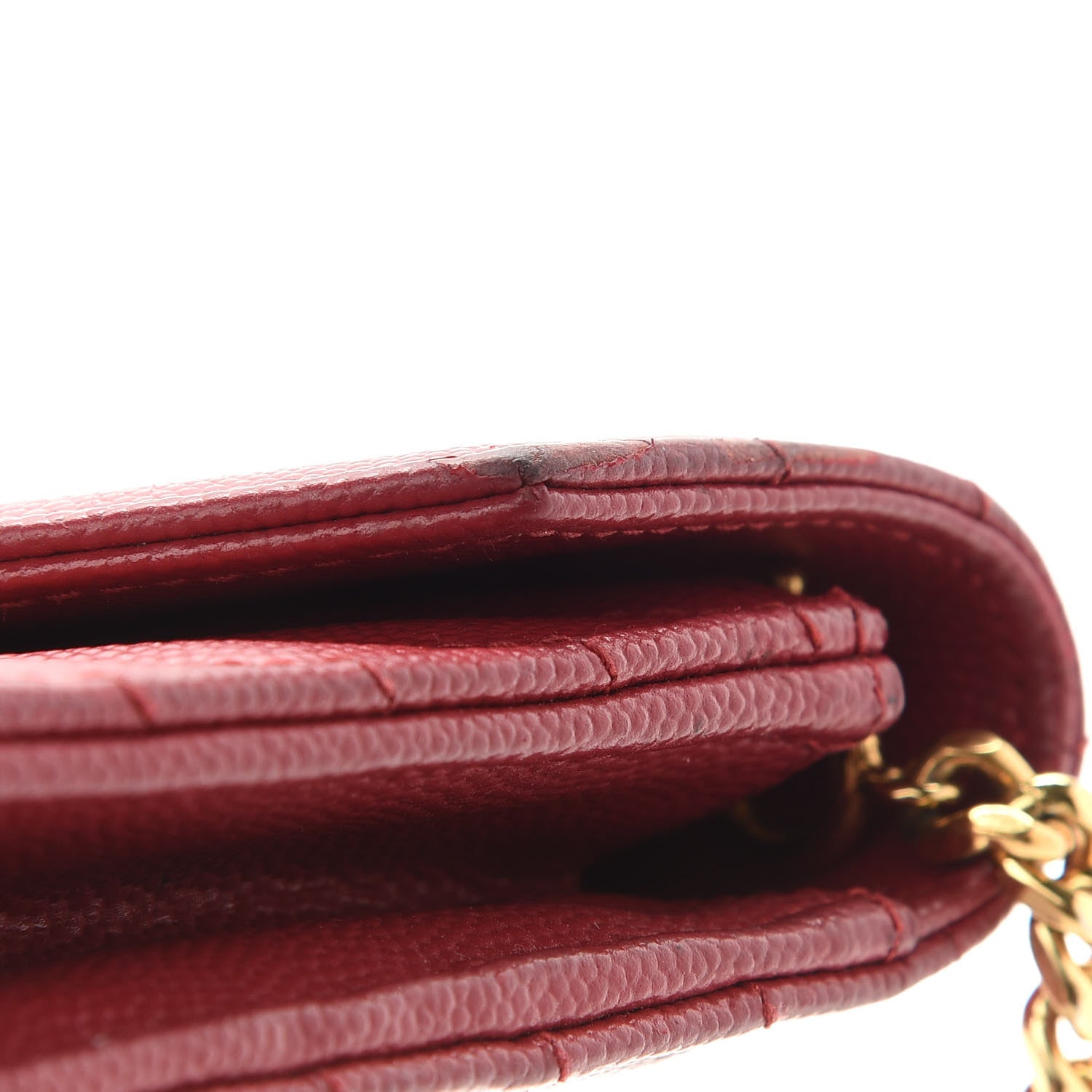 Saint Laurent Grain De Poudre Matelasse Chevron Monogram Envelope Chain Wallet New Red 15 of 19