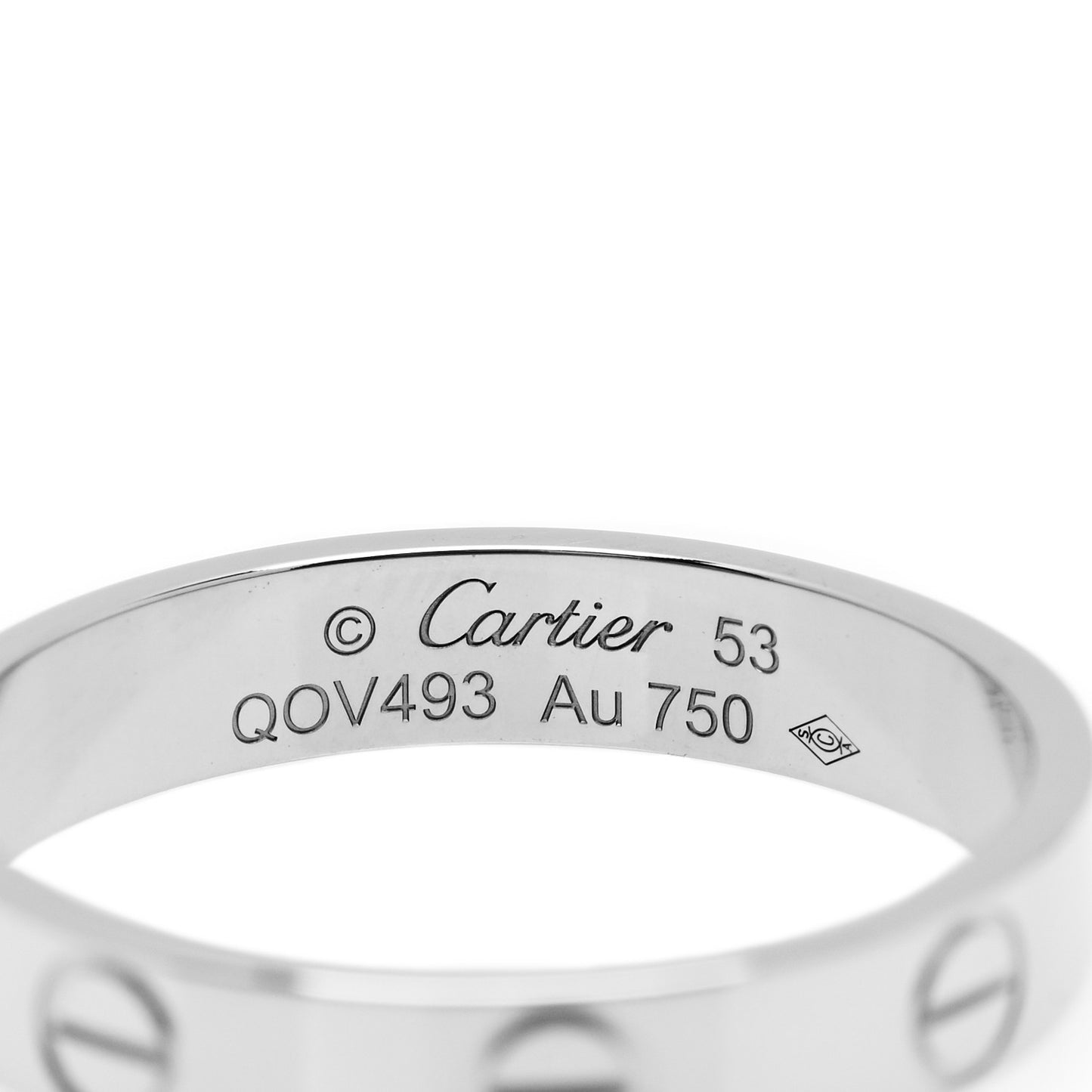18K White Gold 3.5mm LOVE Wedding Band Ring 53 6.25
