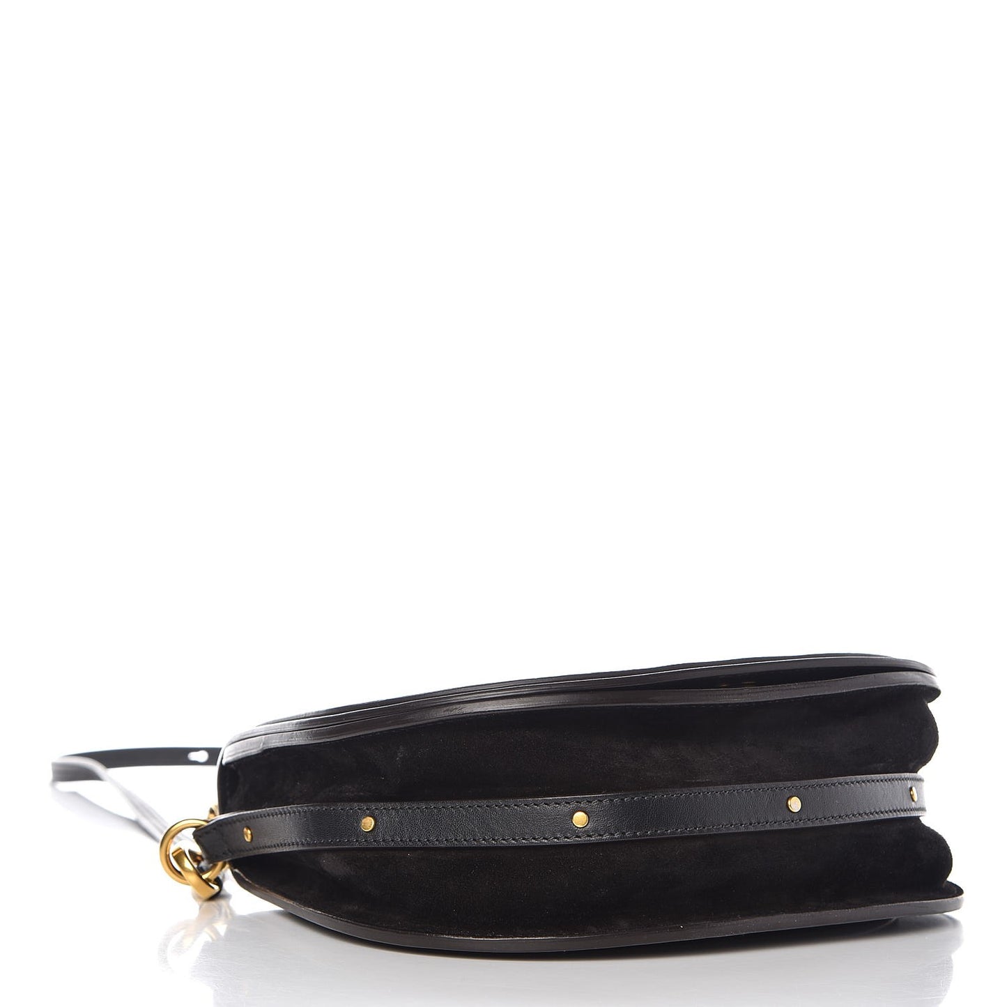 Calfskin Suede Medium Nile Bracelet Bag Black