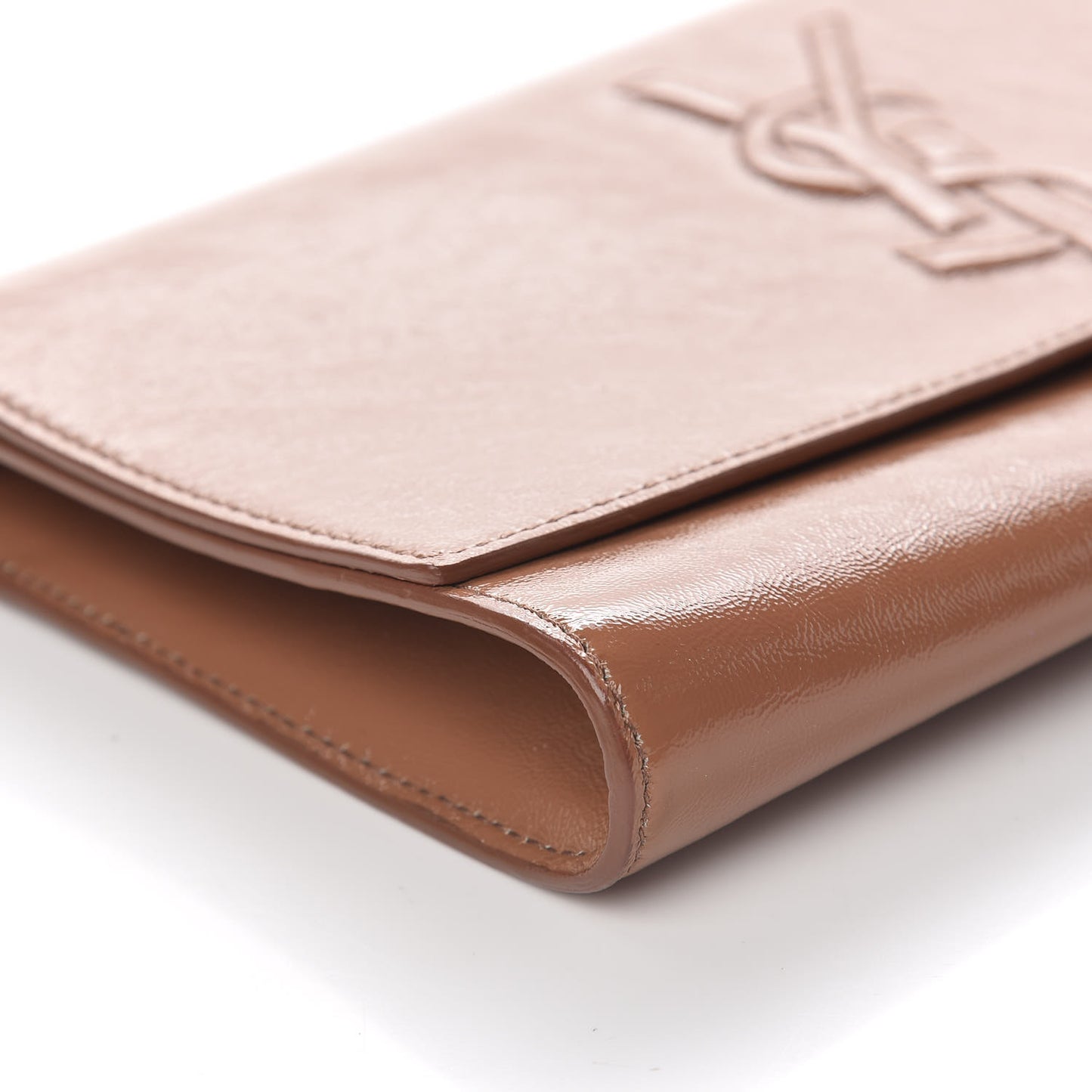 Textured Patent Calfskin Large Belle De Jour Clutch Nude