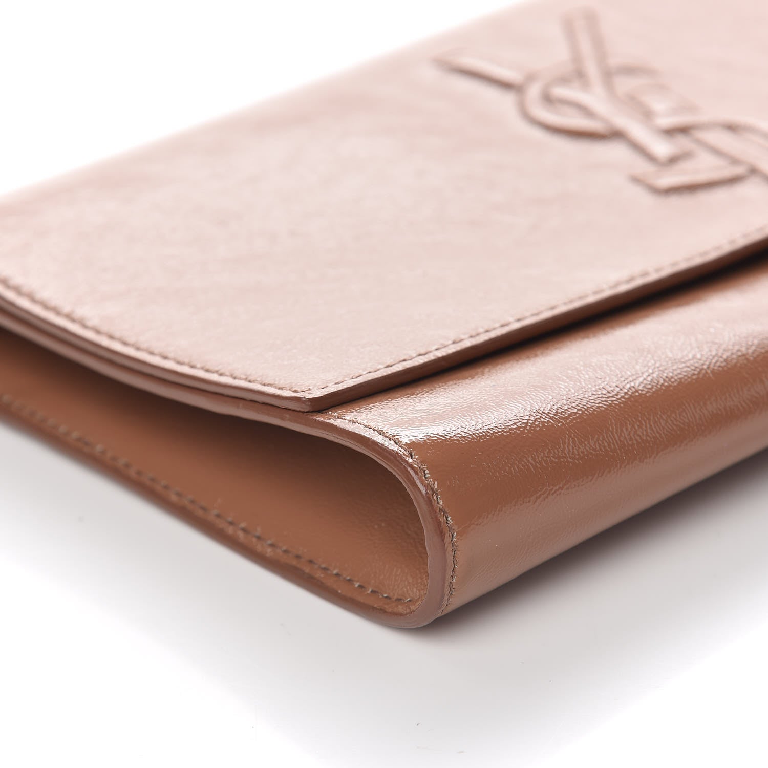 Saint Laurent Textured Patent Calfskin Large Belle De Jour Clutch Nude 8 of 12