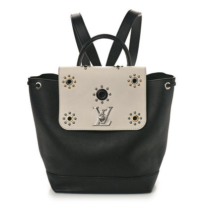 Louis Vuitton Calfskin Mechanical Flowers Lockme Backpack Black White 1 of 17