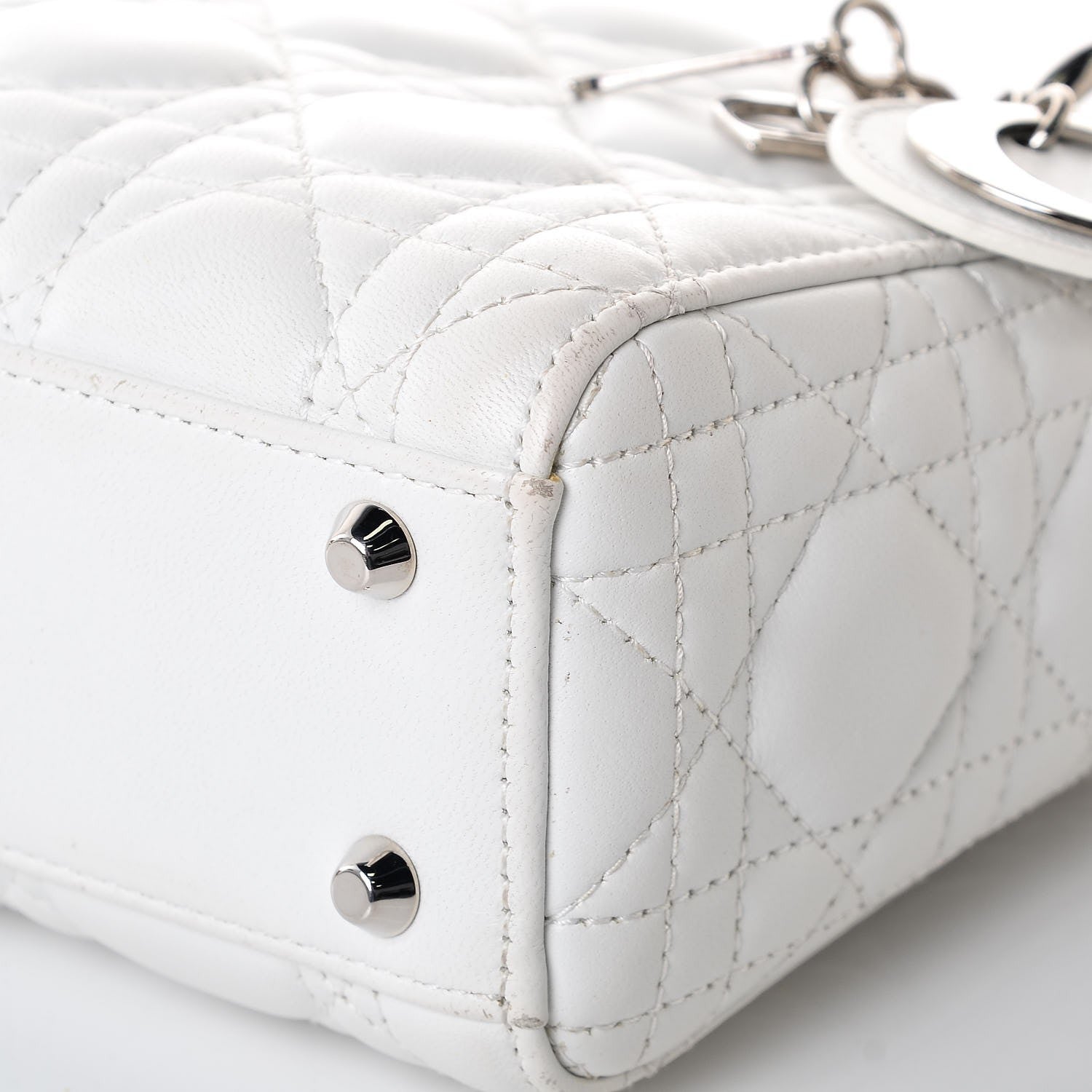 Christian Dior Lambskin Cannage Mini Lady Dior White 9 of 10