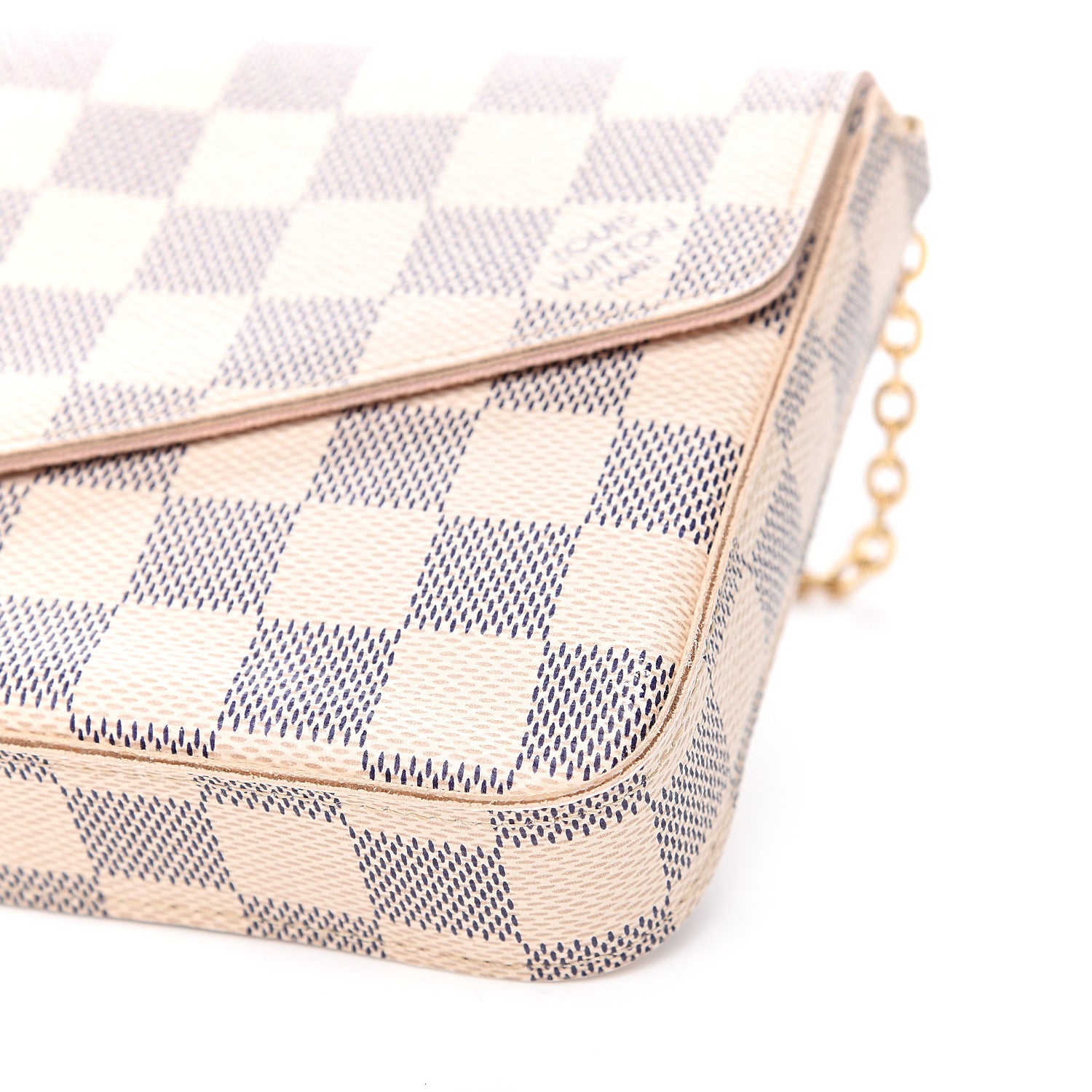 Louis Vuitton Damier Azur Pochette Felicie Chain Wallet Rose Ballerine 9 of 10
