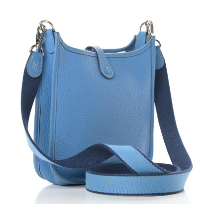 Hermes Taurillon Clemence Amazone Evelyne TPM Bleu Paradis Bleu Saphir 3 of 11
