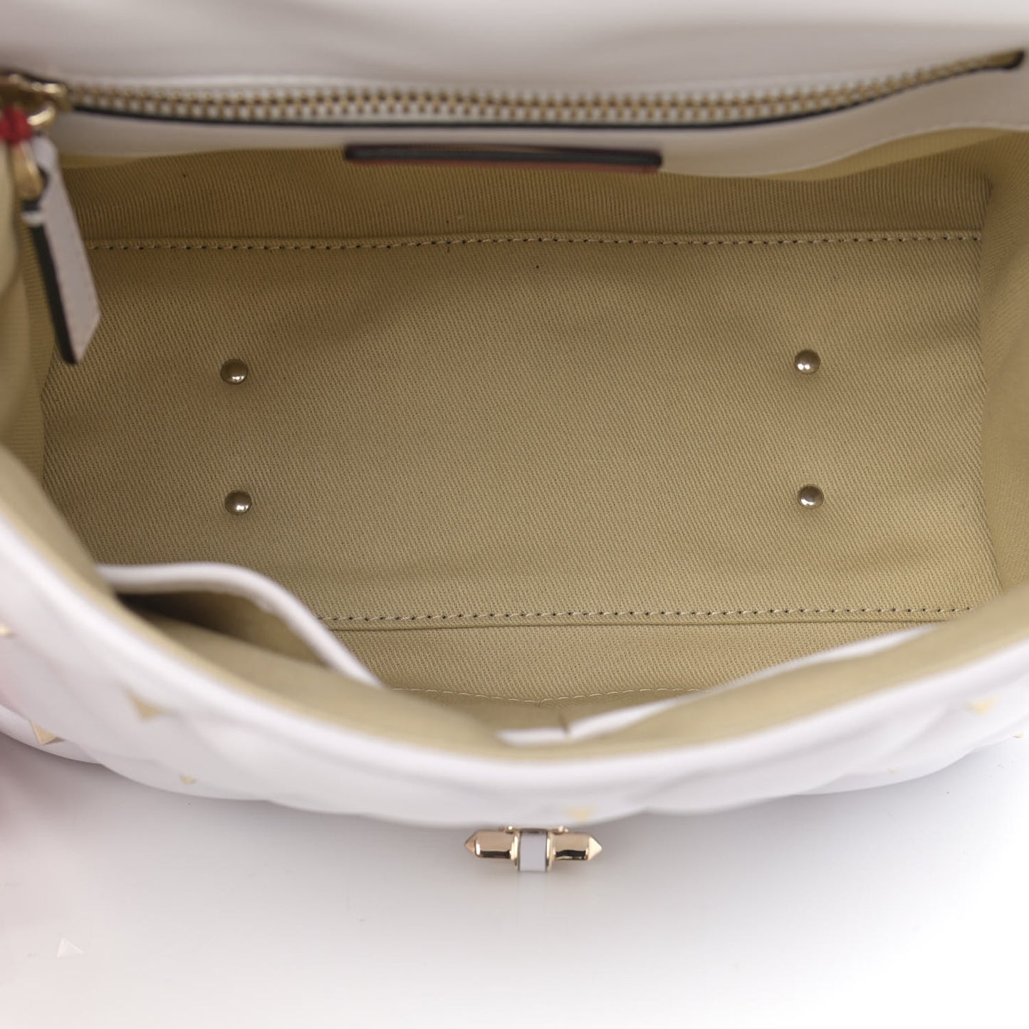Lambskin VLTN Print Candystud Top Handle Bag Optic White Black