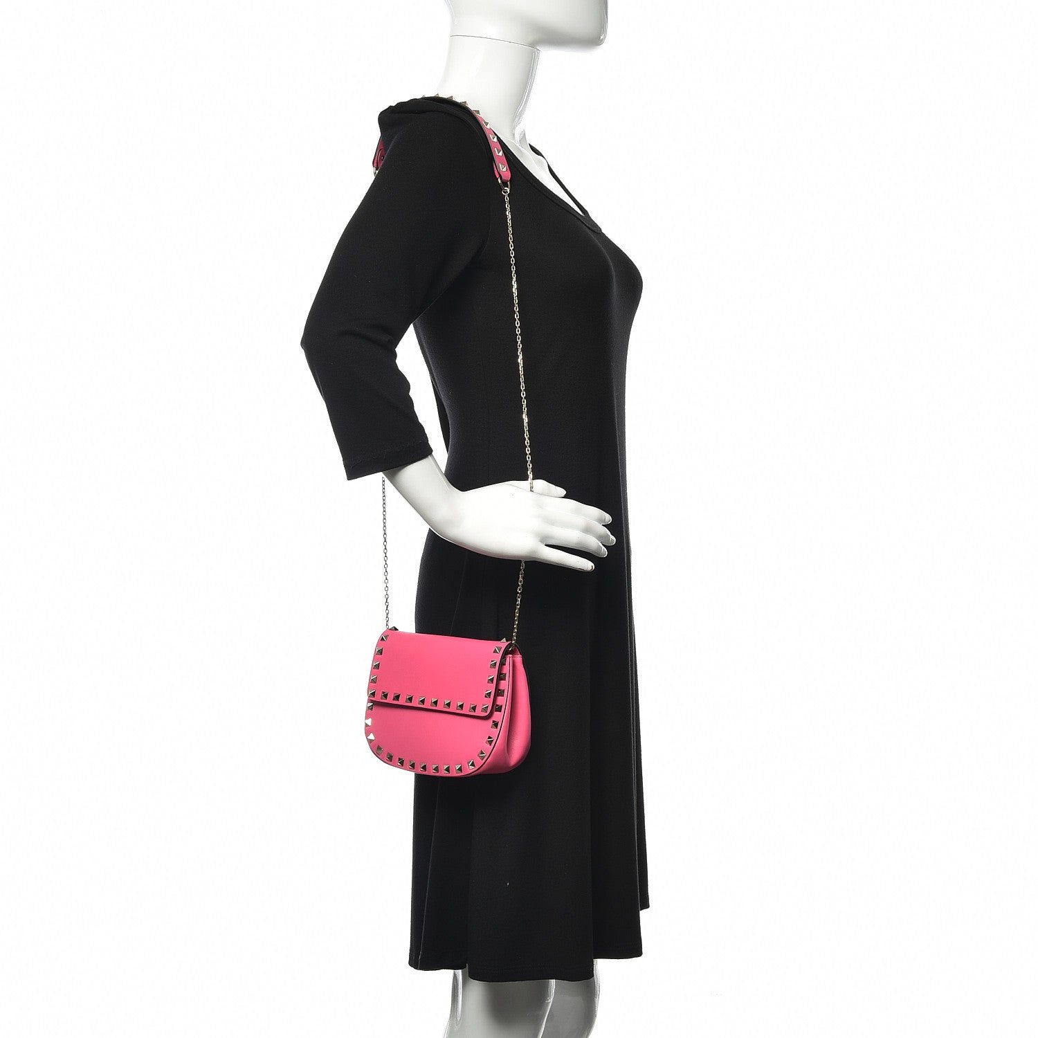 Valentino Garavani Vitello Rockstud Crossbody Saddle Bag Peony 2 of 11
