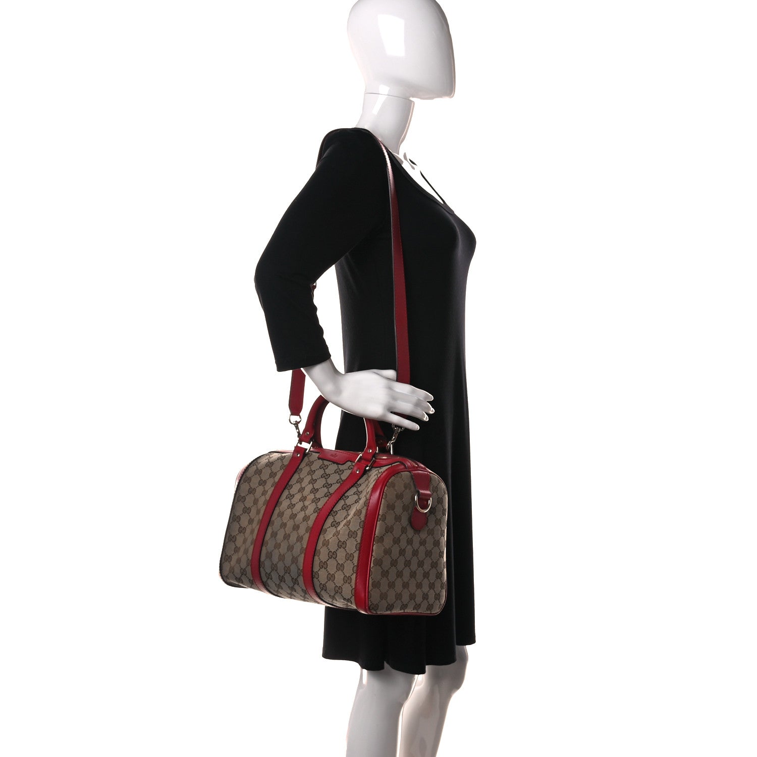 Gucci Monogram Medium Joy Boston Hibiscus Red 2 of 14