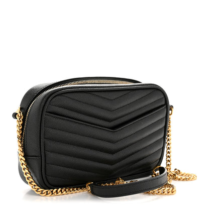 Saint Laurent Grain De Poudre Matelasse Monogram Mini Lou Camera Bag Black 3 of 12