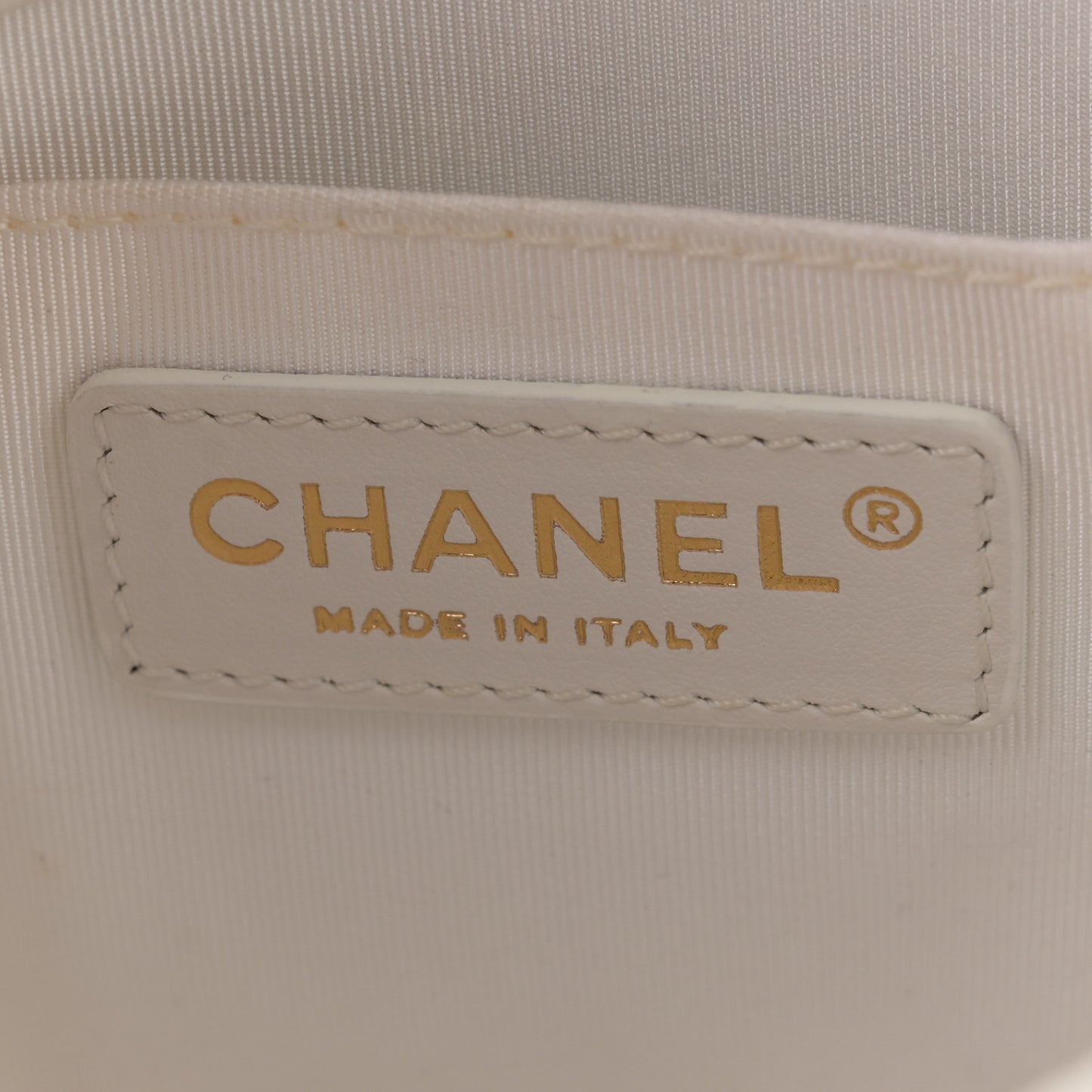 Calfskin Stitched Small Covered CC Flap Bag White