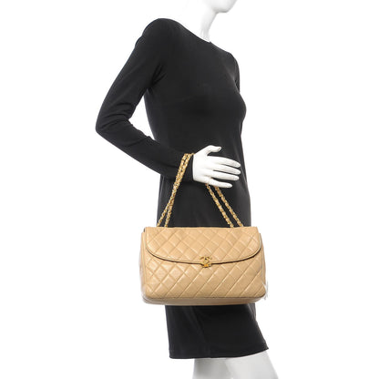 Chanel Lambskin Quilted Jumbo Single Flap Beige 2 of 16