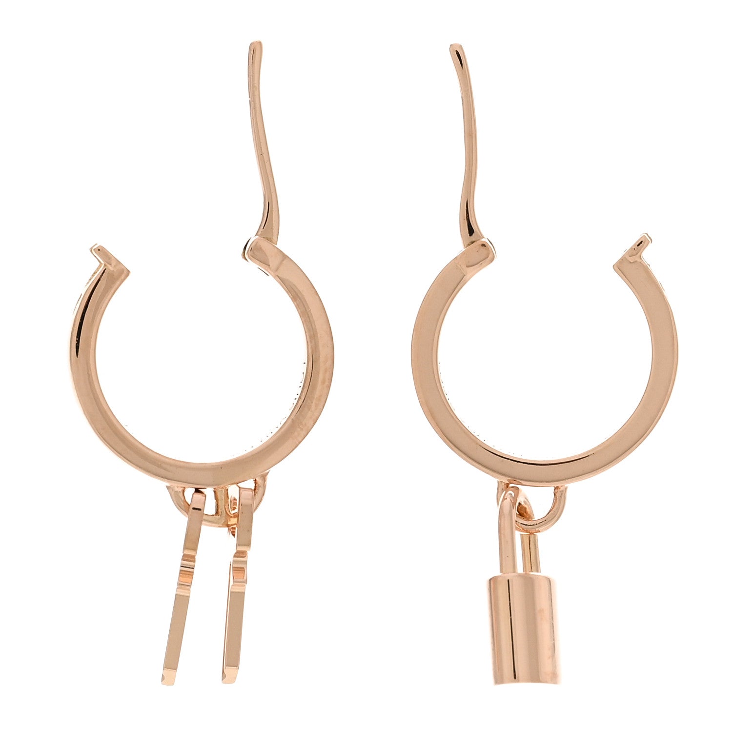 Louis Vuitton 18K Pink Gold Lockit Hoop Earrings 3 of 4