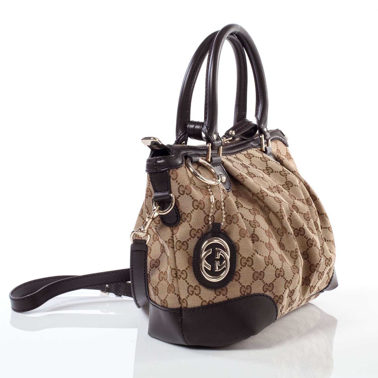 Gucci Monogram Medium Sukey Top Handle Dark Brown 3 of 9