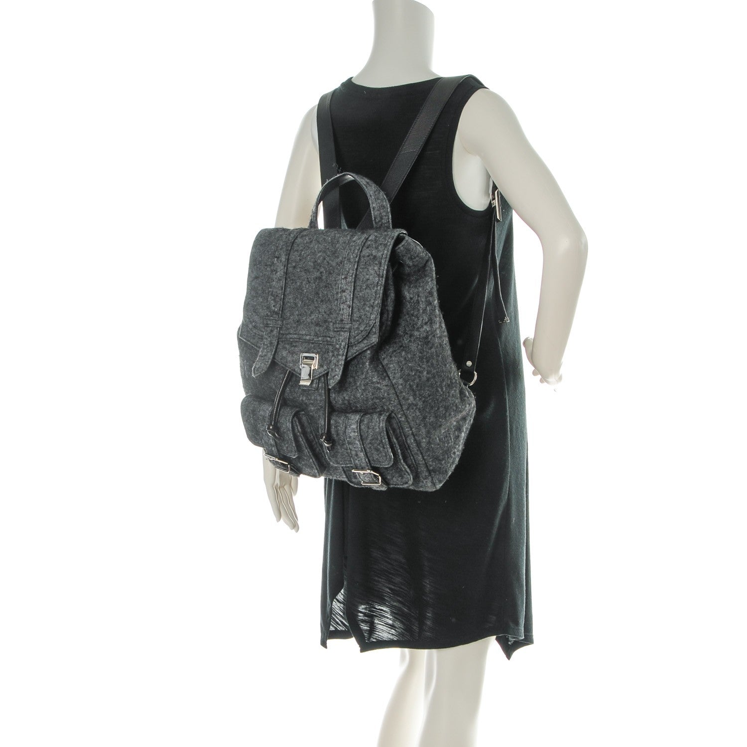 Proenza Schouler Melange Felted Wool PS1 Backpack Charcoal Black 2 of 7