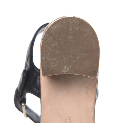 Chanel Calfskin Quilted Chain Sandals 37 Black 9 of 10