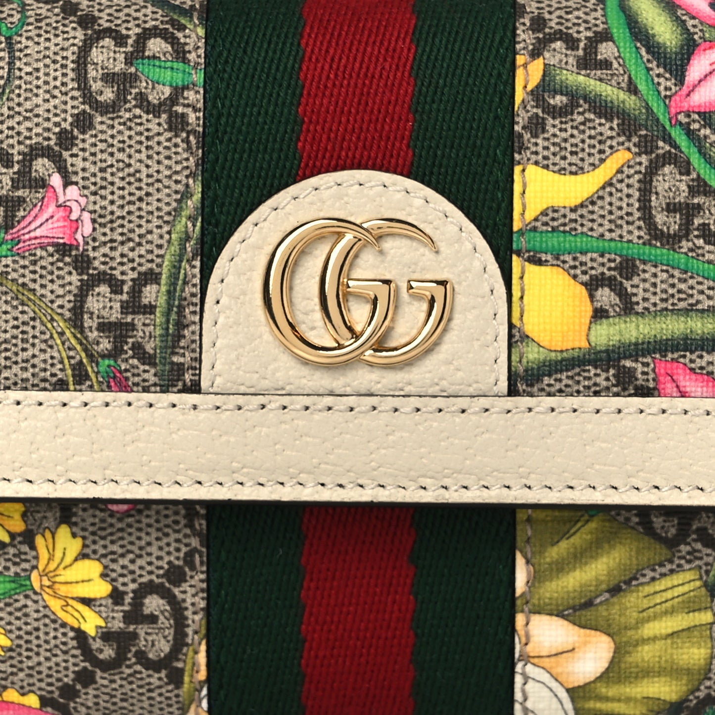 GG Supreme Monogram Flora Web Ophidia Continental Wallet White