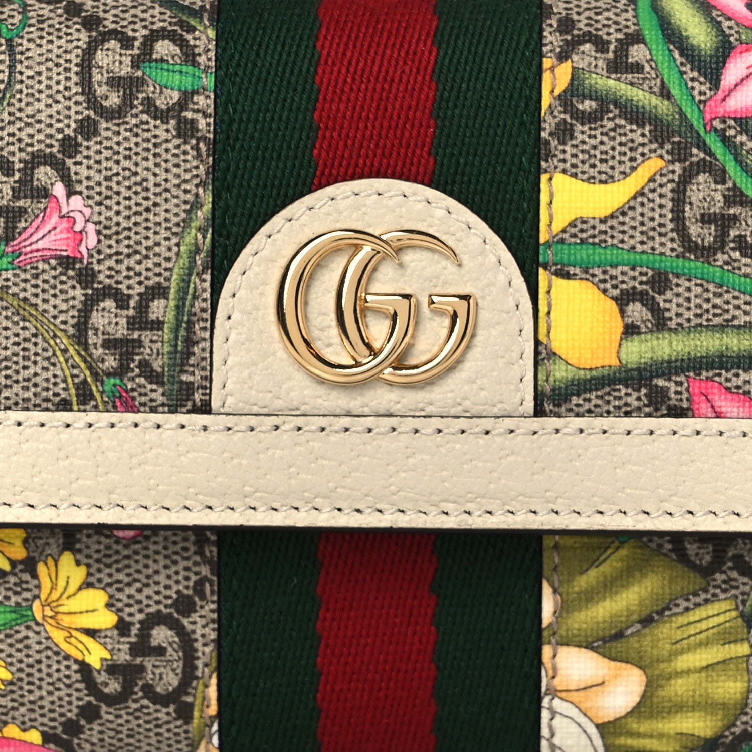 Gucci GG Supreme Monogram Flora Web Ophidia Continental Wallet White 7 of 8