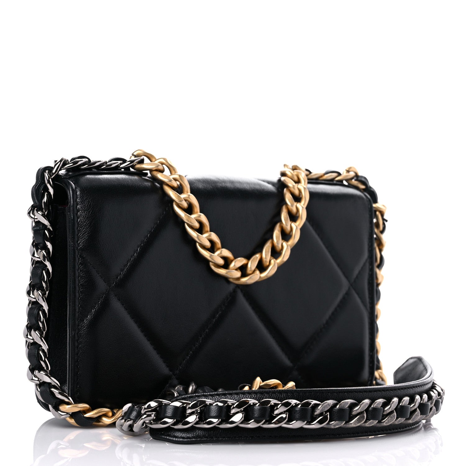 Chanel Lambskin Quilted Chanel 19 Wallet On Chain WOC Black 3 of 16