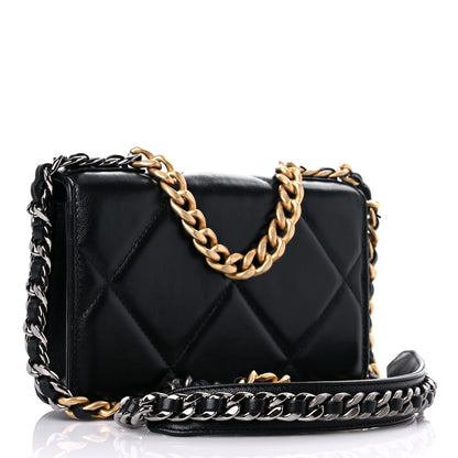 Chanel Lambskin Quilted Chanel 19 Wallet On Chain WOC Black 3 of 16