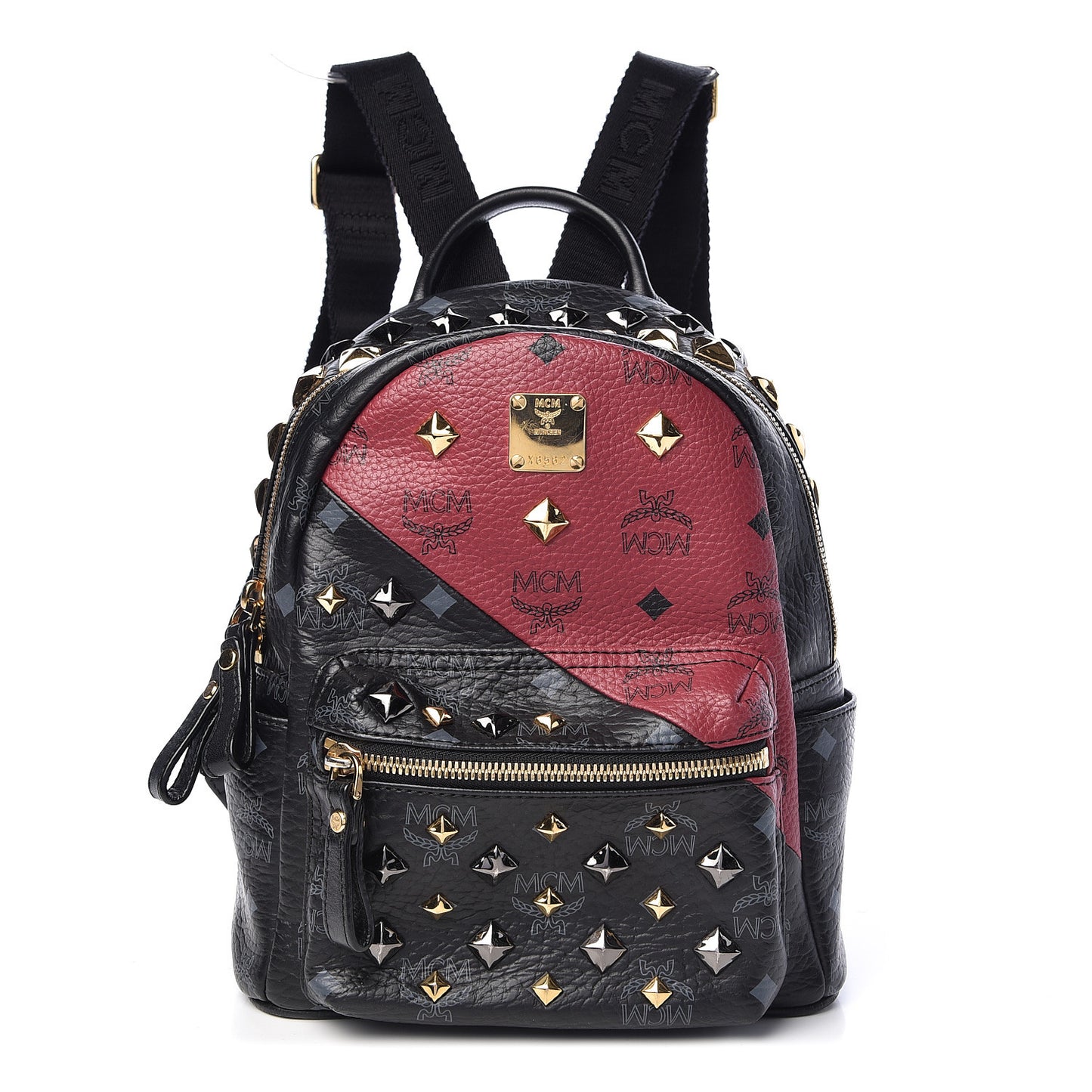 Visetos Bi-Color Studded Mini Stark Backpack Black Scooter Red