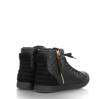 Louis Vuitton Calfskin Embossed Monogram Punchy High Top Sneakers 39 Black 4 of 8