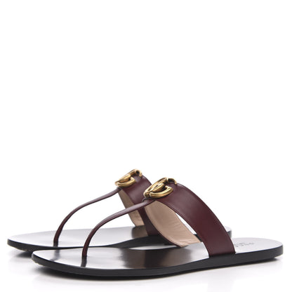 Gucci Calfskin Double G Thong Sandals 39.5 Vintage Bordeaux 3 of 9