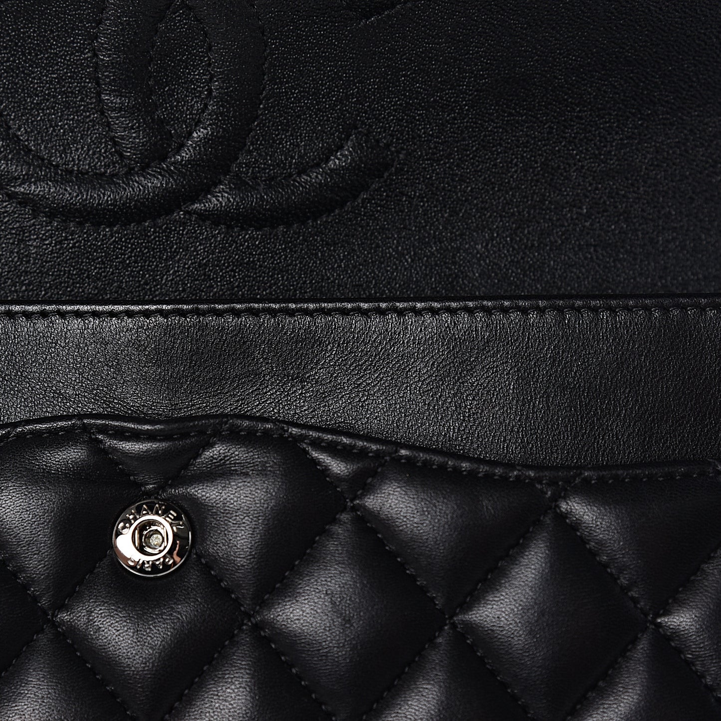 Lambskin Quilted Medium Double Flap Black