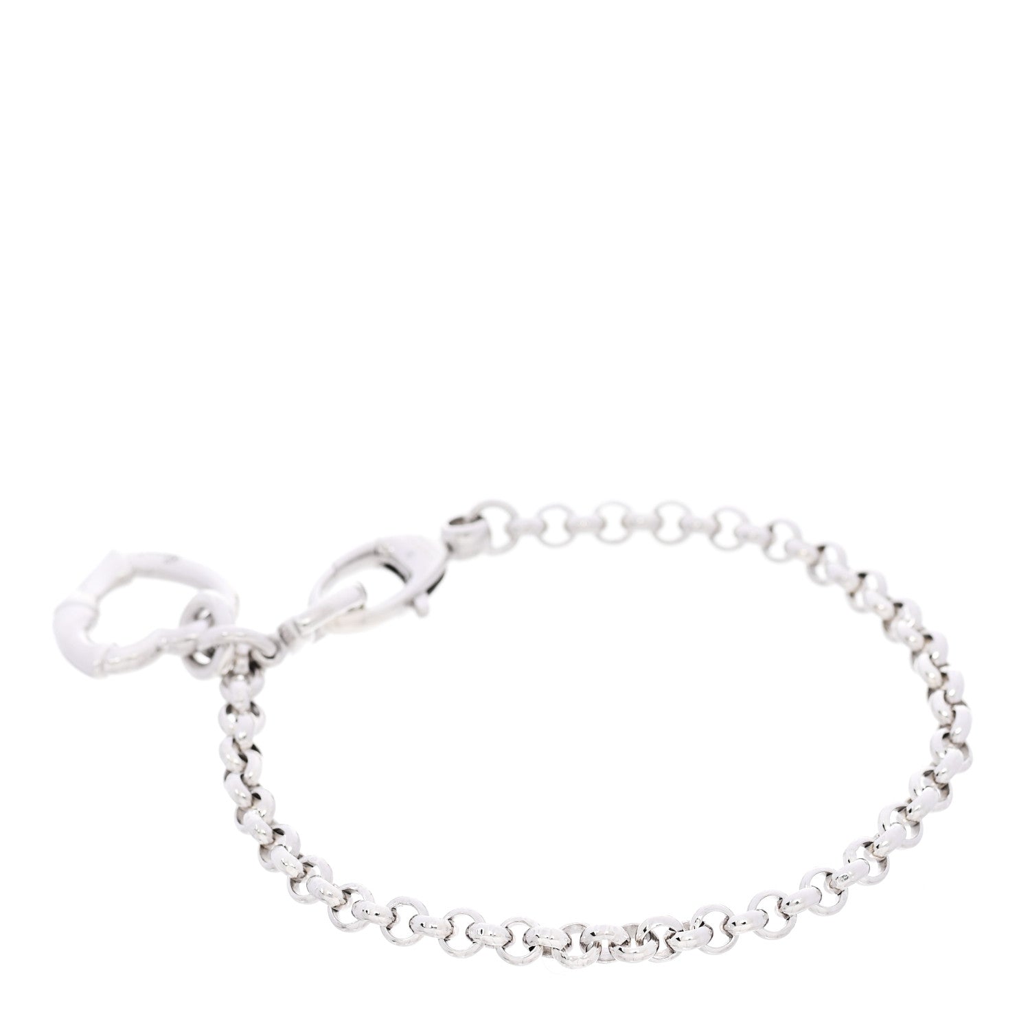 Gucci Sterling Silver Bamboo Heart Charm Bracelet 2 of 4