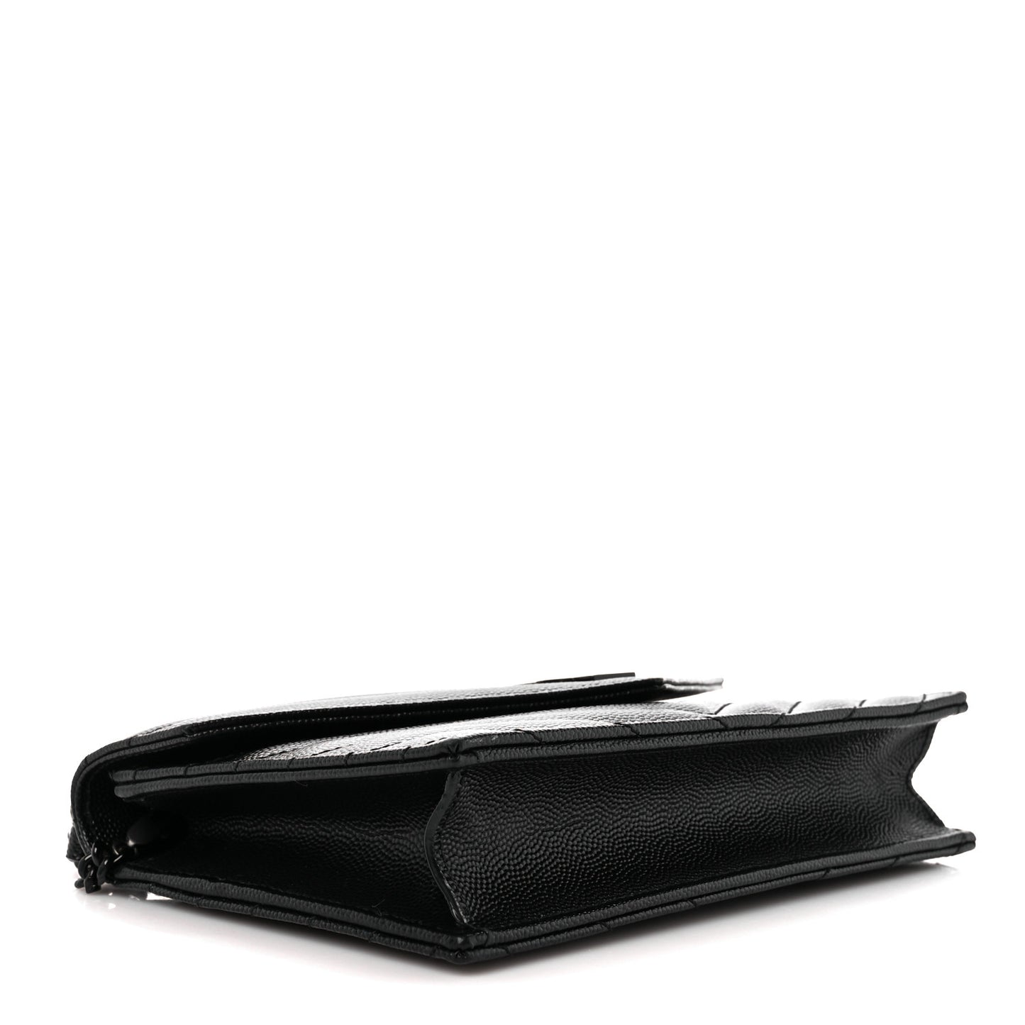 Grain De Poudre Matelasse Chevron Monogram Monochrome Envelope Chain Wallet Black