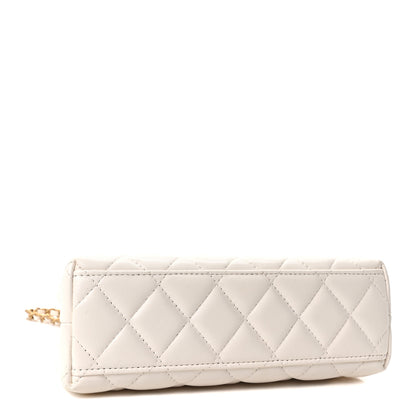Chanel Shiny Aged Calfskin Quilted Nano Kelly Shopper White 3 of 10