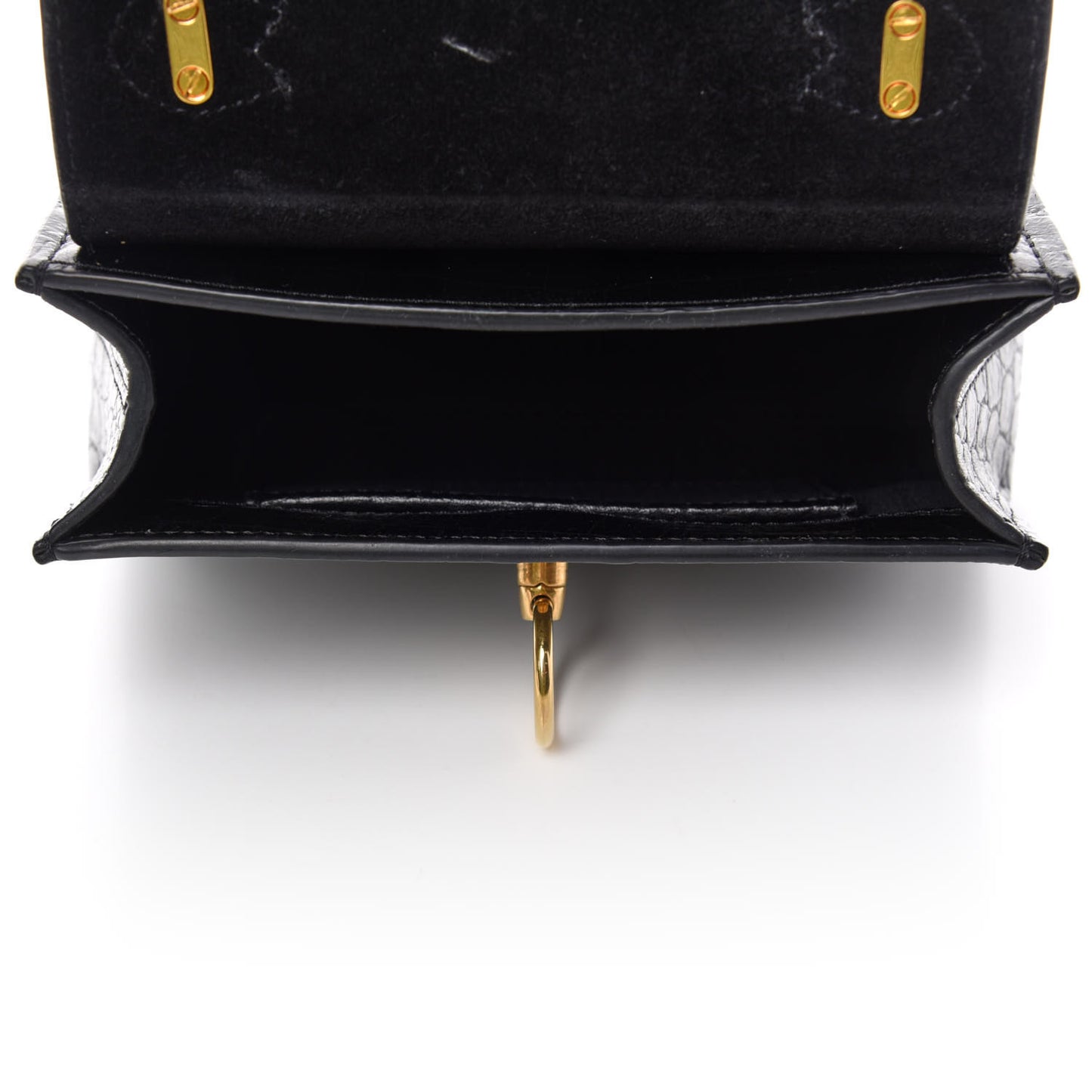 Calfskin Crocodile Embossed Micro Seaton Black