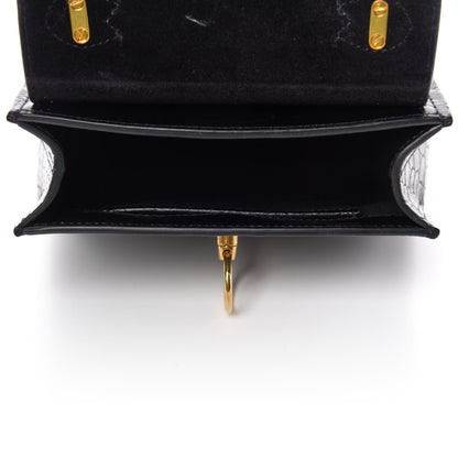 Mulberry Calfskin Crocodile Embossed Micro Seaton Black 5 of 9
