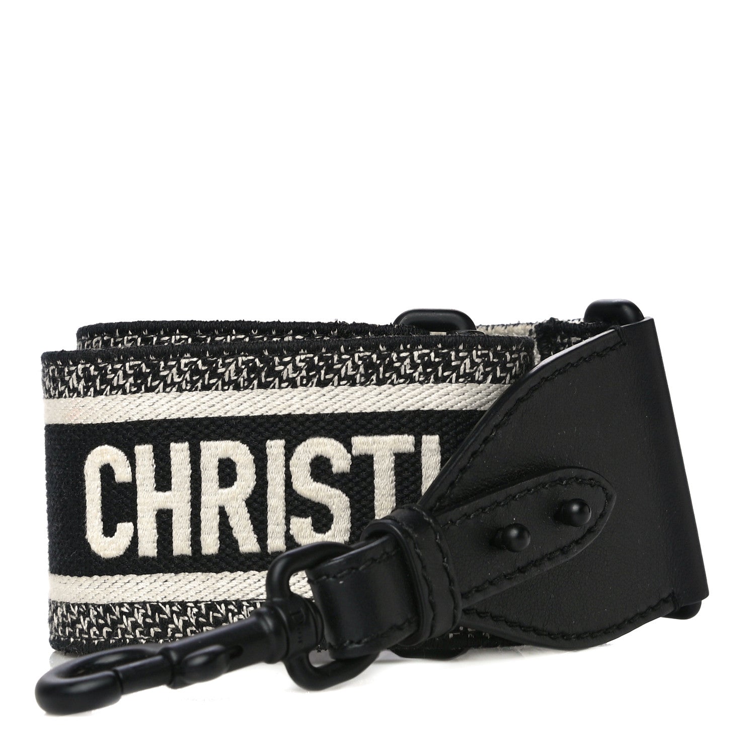 Christian Dior Canvas Embroidered Shoulder Strap Black 1 of 12