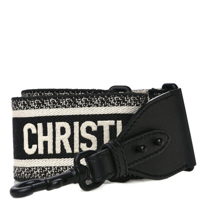 Christian Dior Canvas Embroidered Shoulder Strap Black 1 of 12