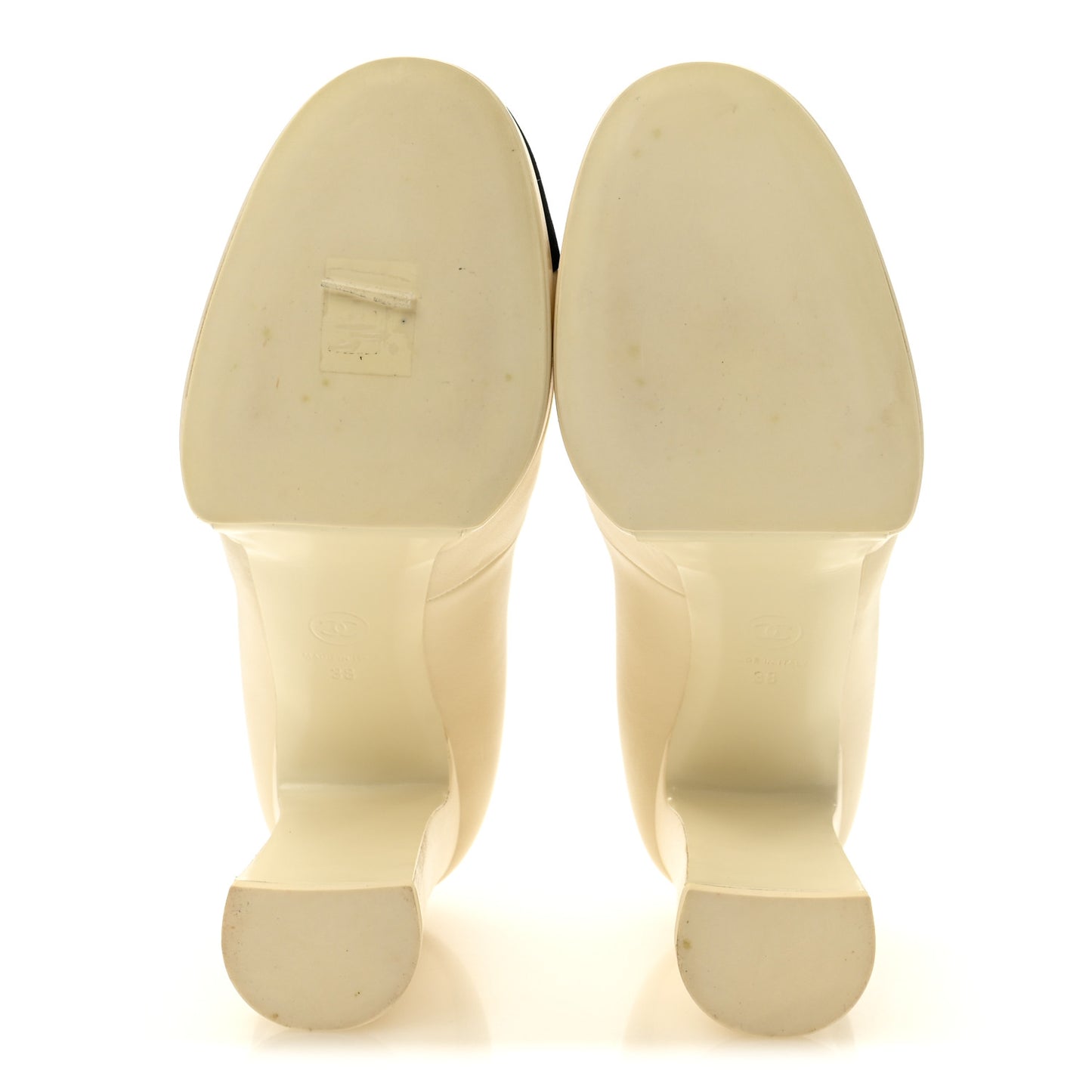 Lambskin Grosgrain Mary Jane Platform Pumps 38 Ivory Black