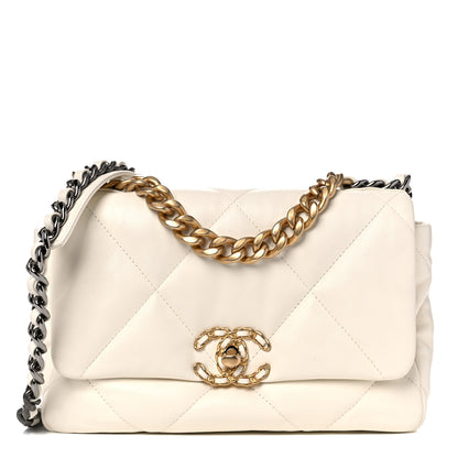 Chanel Lambskin Quilted Medium Chanel 19 Flap White 1 of 10