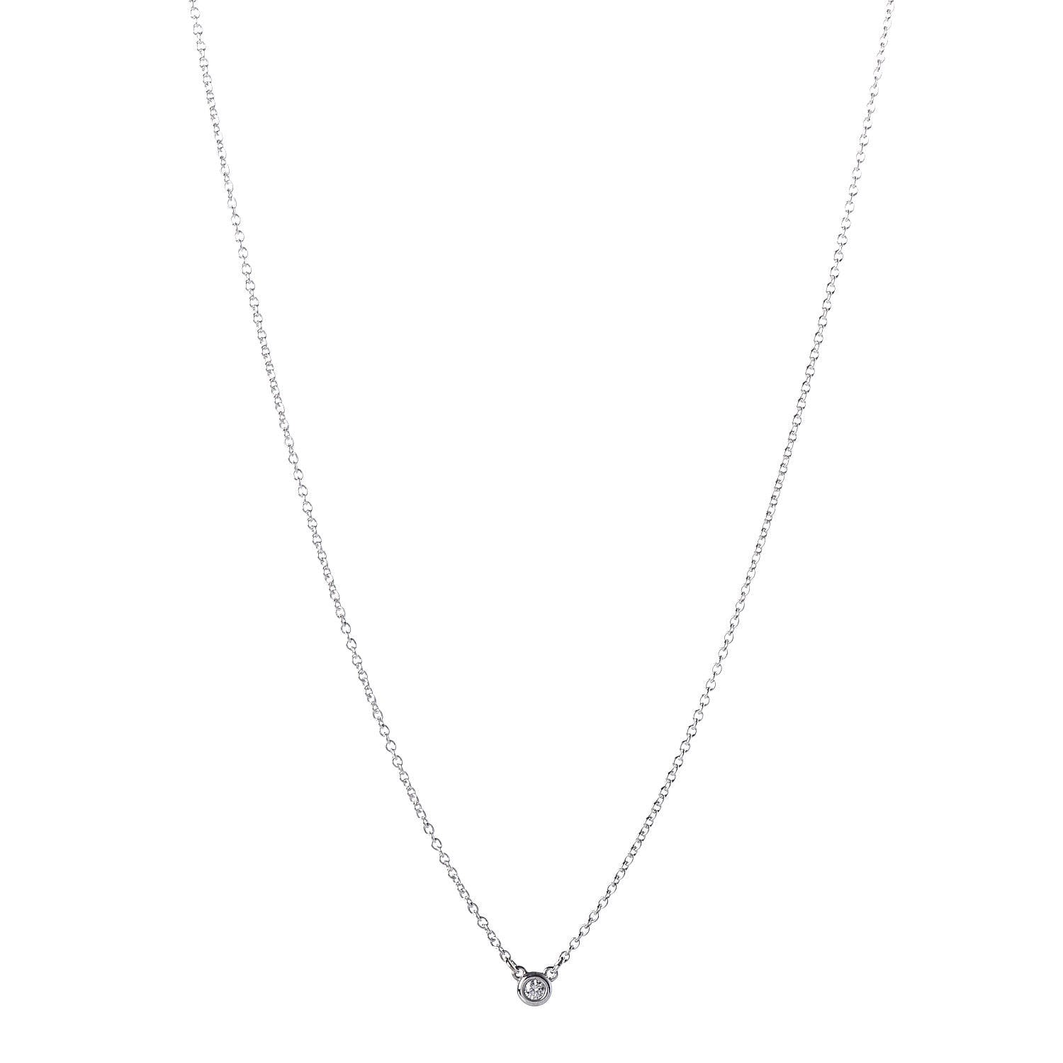 Tiffany Sterling Silver Diamond .03ct Elsa Peretti Diamonds by the Yard Pendant Necklace 1 of 9