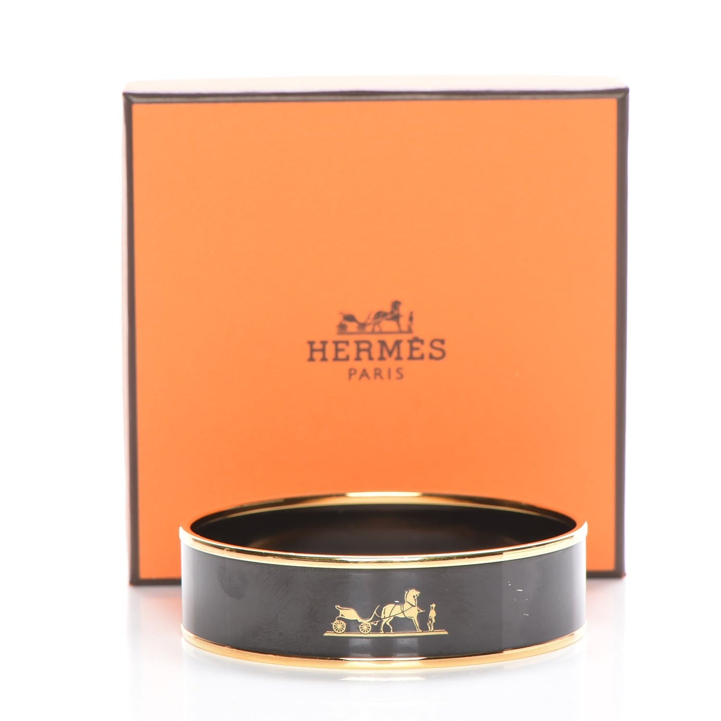 Enamel Printed Wide Caleche Bracelet 70 Black