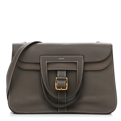 Hermes Taurillon Clemence Halzan 31 GM Etoupe 1 of 11