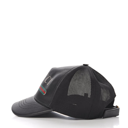Gucci Grained Calfskin Logo Baseball Hat M 58 Black 2 of 6