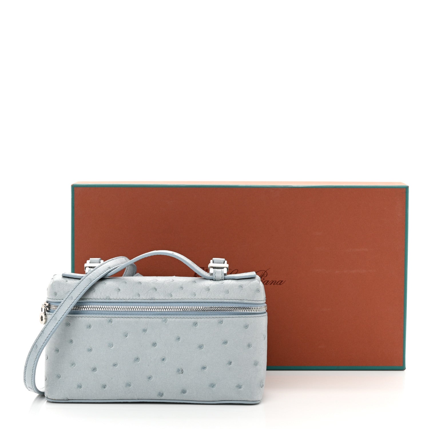 Loro Piana Ostrich L19 Extra Pocket Pouch Blue Celadon 10 of 10